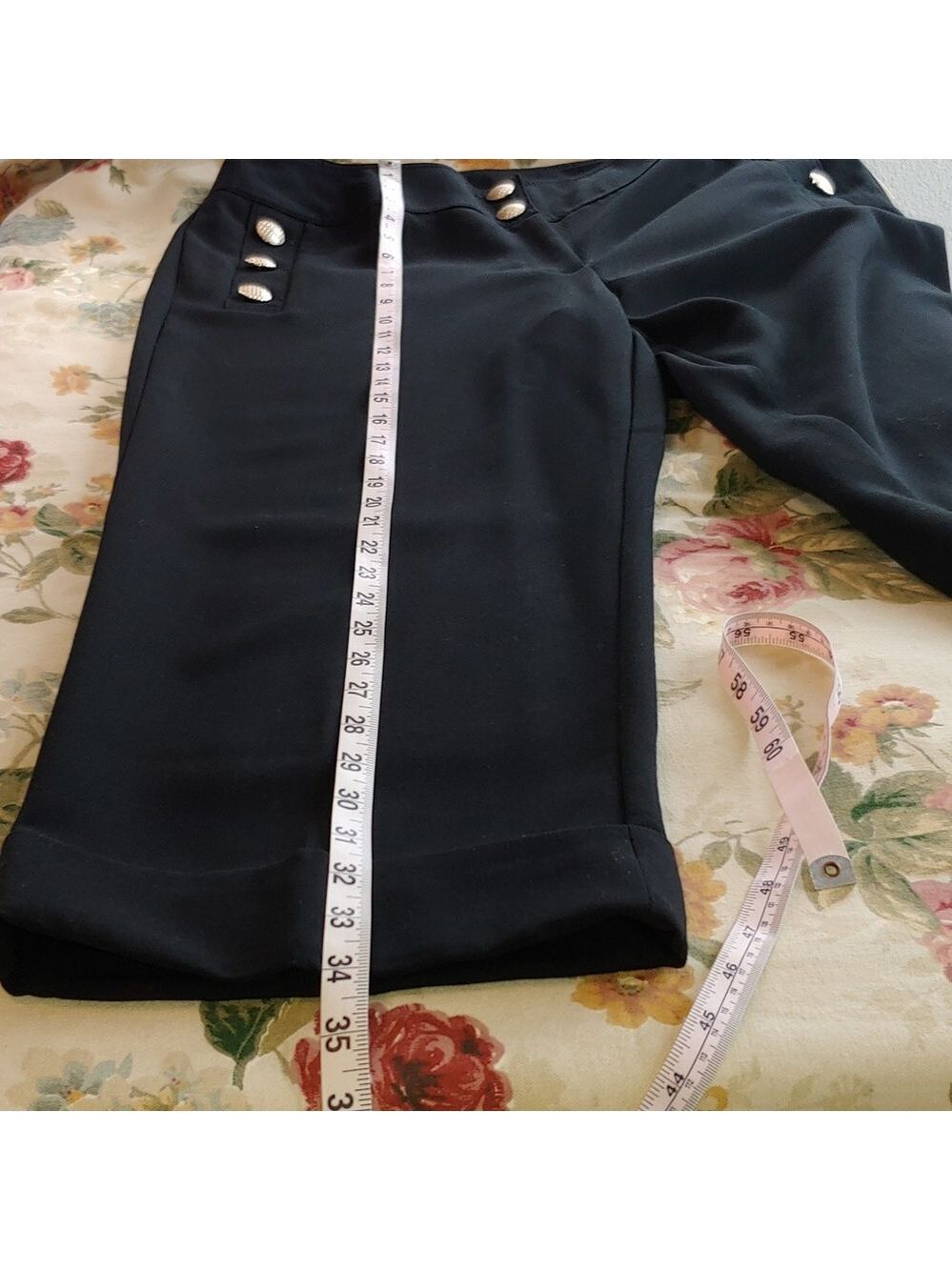 Chico's Nautical Black Dress Cropped Pants with Button Detail size 2.5 (14) NWT - Picture 9 of 17